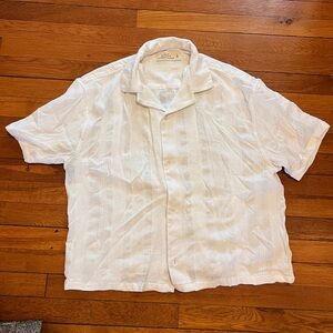 Abercrombie and Fitch Summer Linen Blend White Casual Button Down Shirt